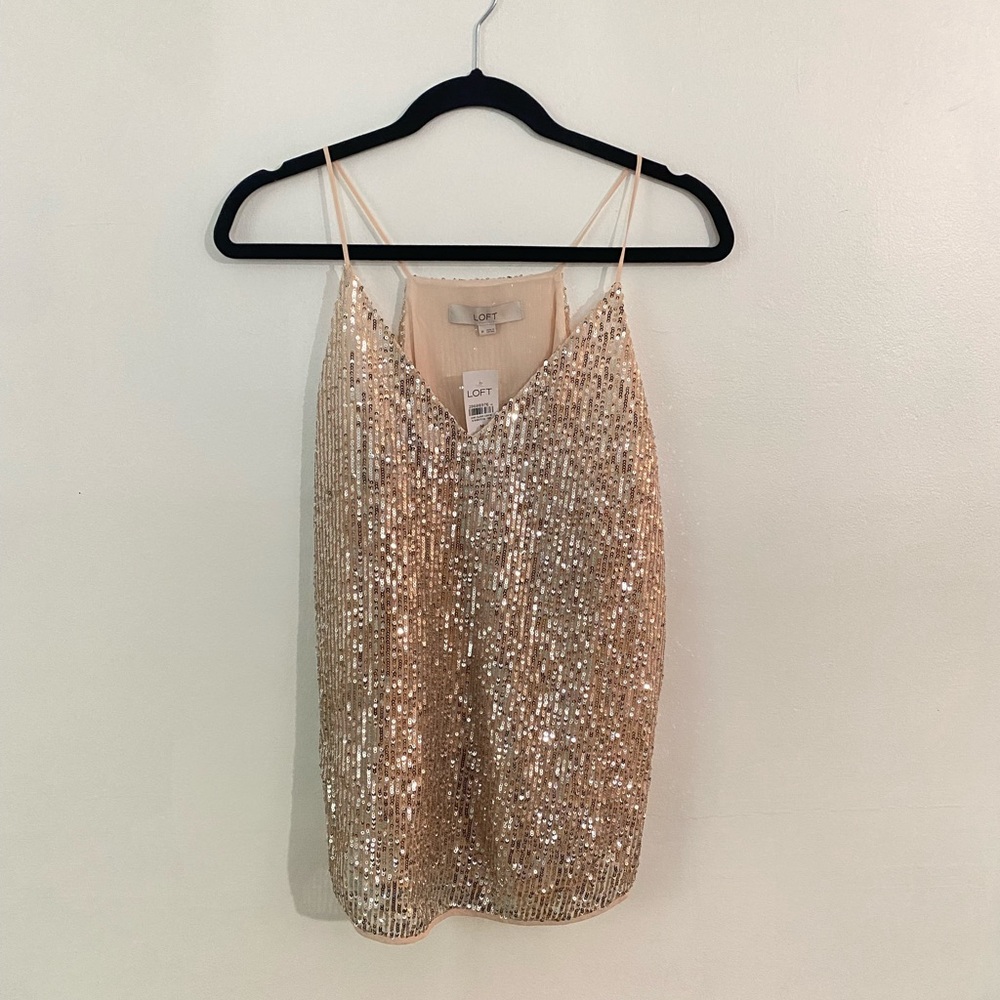 NWT Loft pink sequin tank